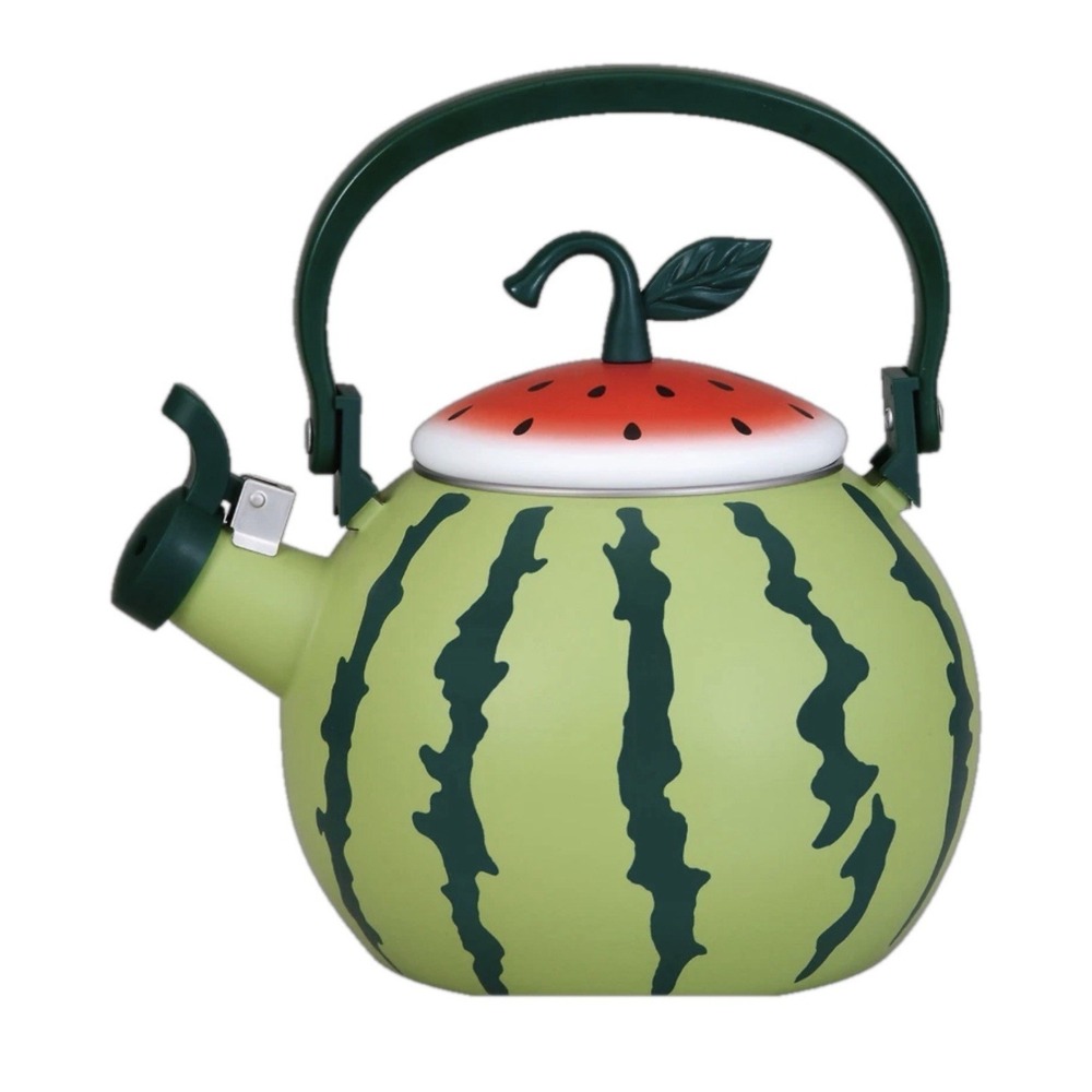 Supreme Watermelon Enameled Tea Kettle 1.6 Quart Enamel-on-Steel Whistling NEW